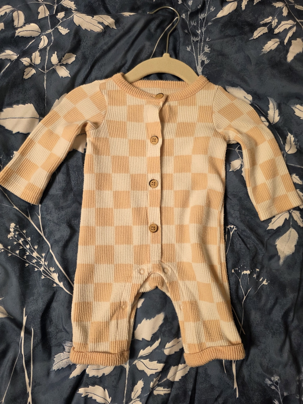 Cat & Jack Cream and Tan Checkerboard Knit One-Piece